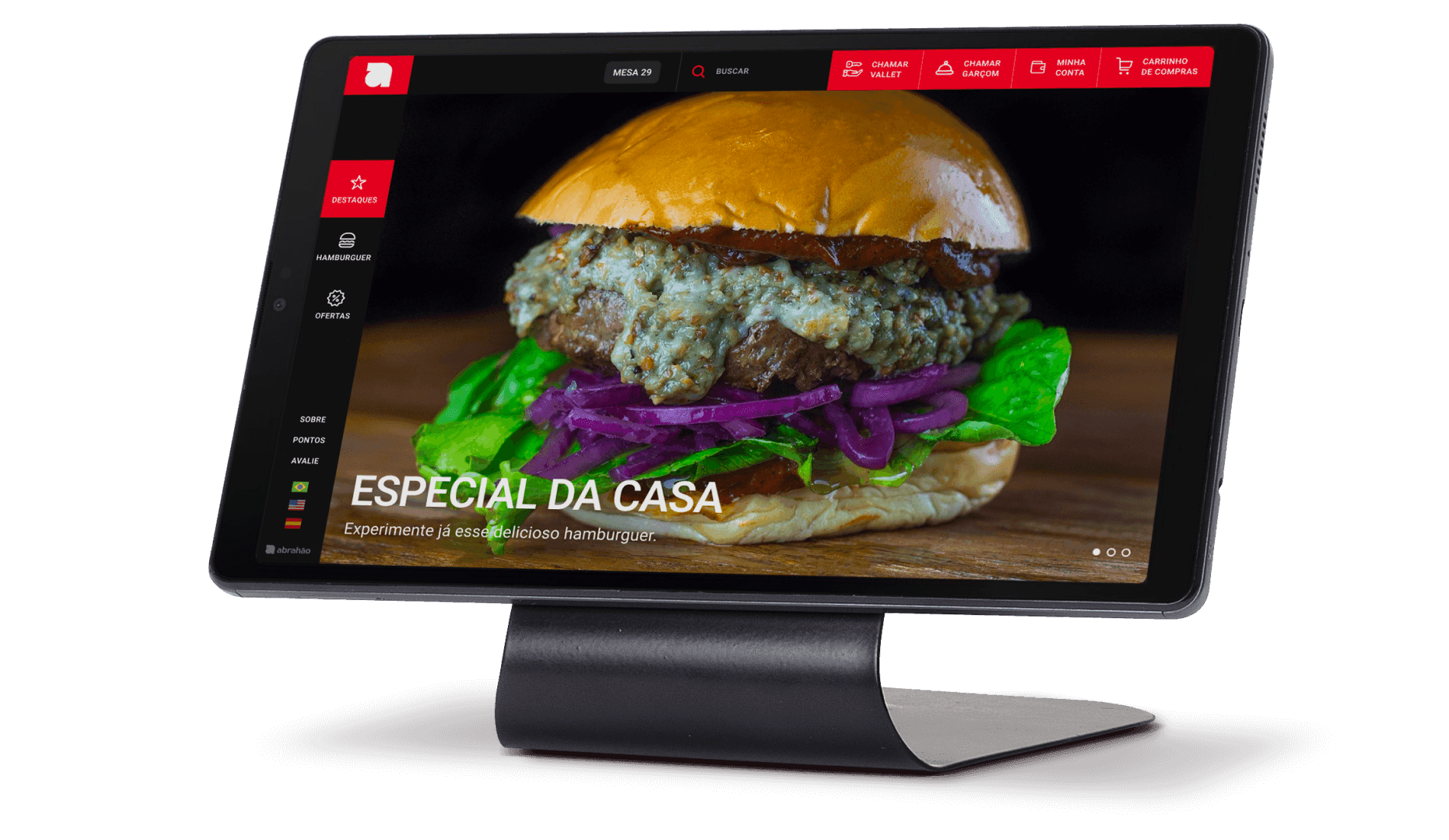 Cardapio visual na mesa